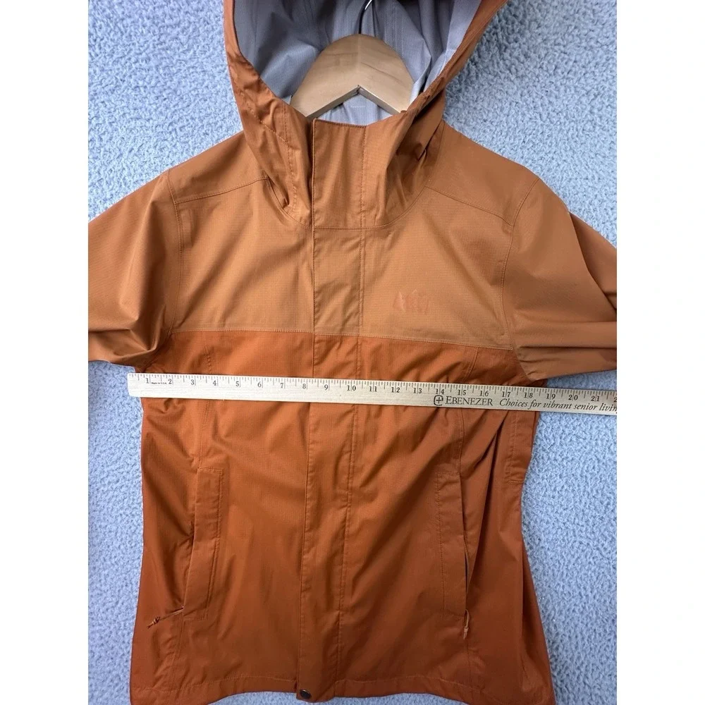 REI Co-op Rainier Rain Jacket Womens Small Orange Hydrowall 2.5 Layer Hooded - Picture 11 of 14